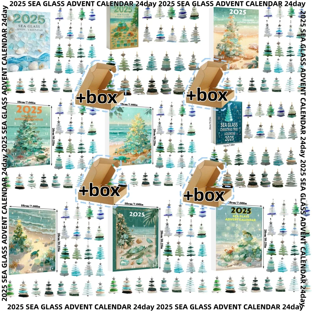 

Адвент-календарь на 2025 год, рождественский кулон из морского стекла, 24-дневный календарь обратного отсчета на рождественский набор-сюрпризов