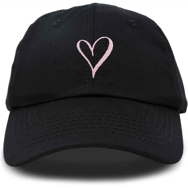 

Men's and Women's Sports and Leisure Fashionable Hand drawn Heart Embroidered Baseball Hat Black