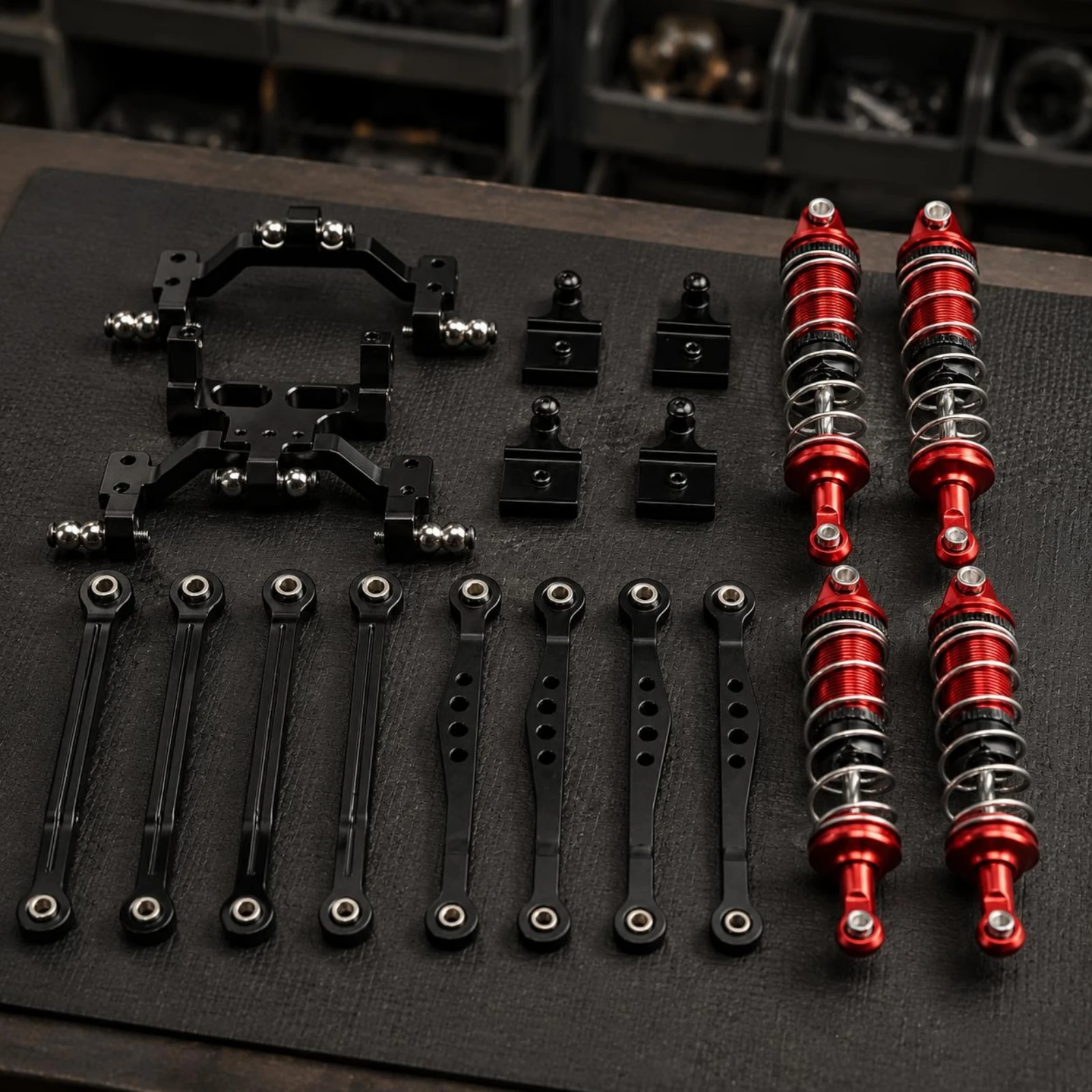 

RC Car Shock Absorber Set Long-Lasting RC Car Damping System Link Set Hobby Parts Easy to Install High Durability