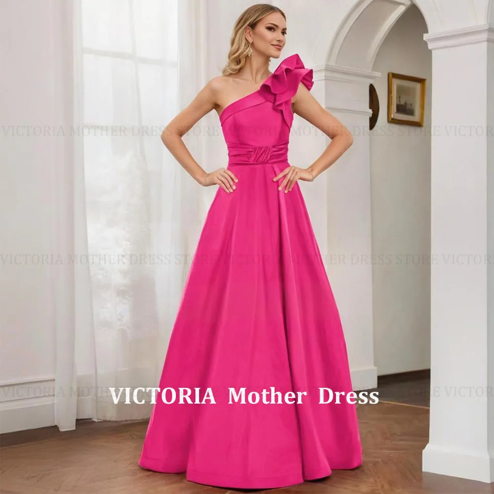 

VICTORIA Customized Satin Modern Party Evening Dresses Mother of the Bride/Groom Dress A-Line Pleated Long Wedding Guest Gowns