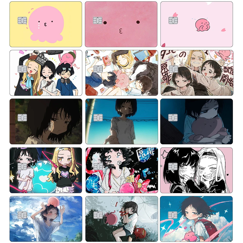 ملصقات غير لامعة لبطاقة الائتمان الأصلية من Anime TV Takopi لبطاقة البنك Mastercard VISA JCB وغيرها من البطاقات المغناطيسية IC #1