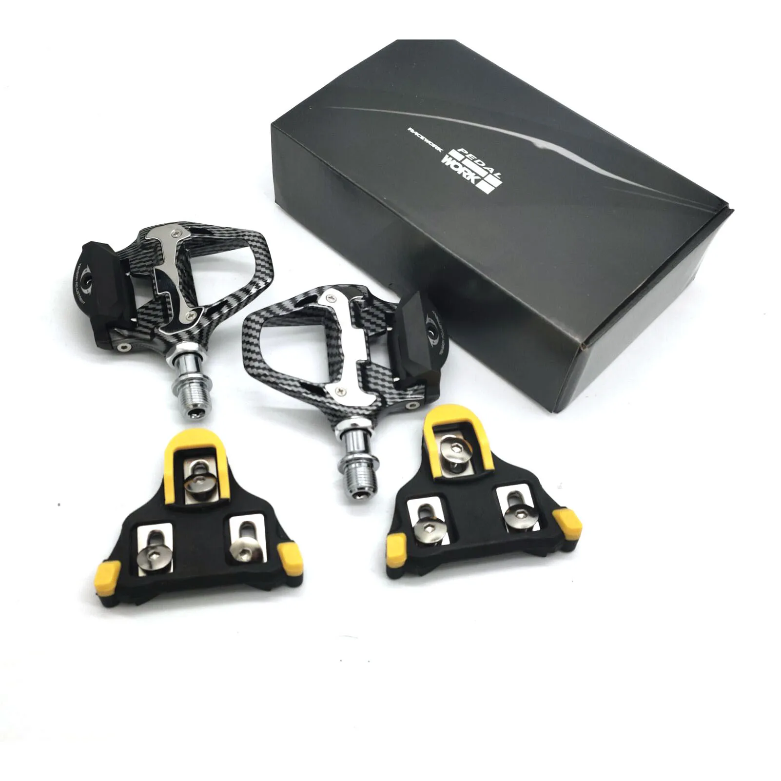 RACEWORK Carbon Fiber Road Bicycle Pedals with Bearings forShimano SPD System Locking Ultra-Light Pedals Cycling Parts