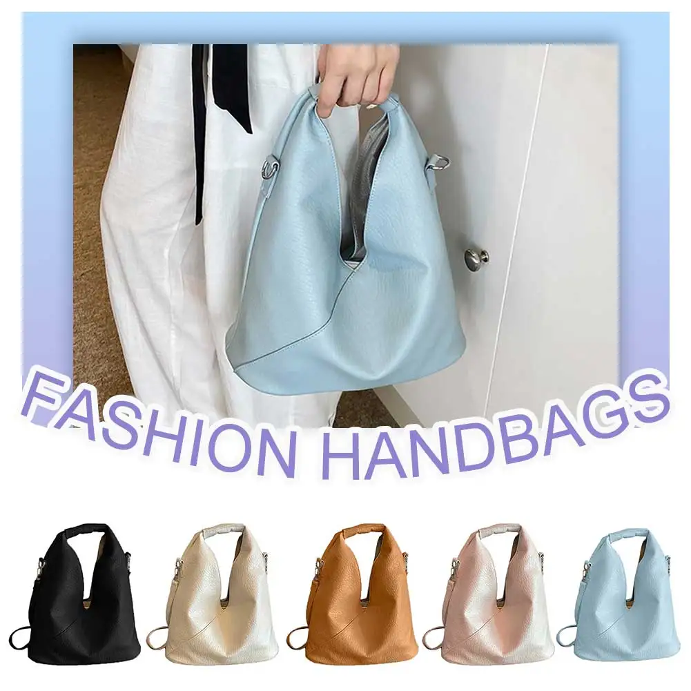 Tote Purse for Women Slouchy Underarm Bag PU Leather Solid Large Capacity Handbag for Work Travel Shopping
