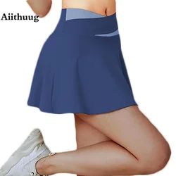 Aiithuug Falda de tenis con control de trompeta y cintura entrecruzada, faldas pantalón de Golf atléticas plisadas, ropa deportiva para Yoga, correr, entrenamiento, falda deportiva