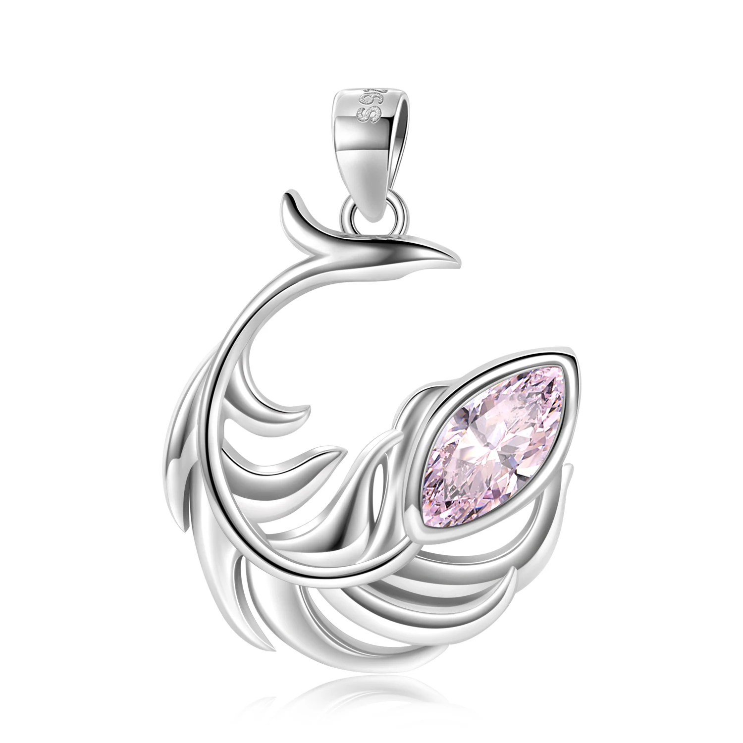 Phoenix Feather Pink Zircon Necklace Diy 925 Sterling Silver Romantic Pendant for Women Birthday Gift Fine Jewelry Necklace