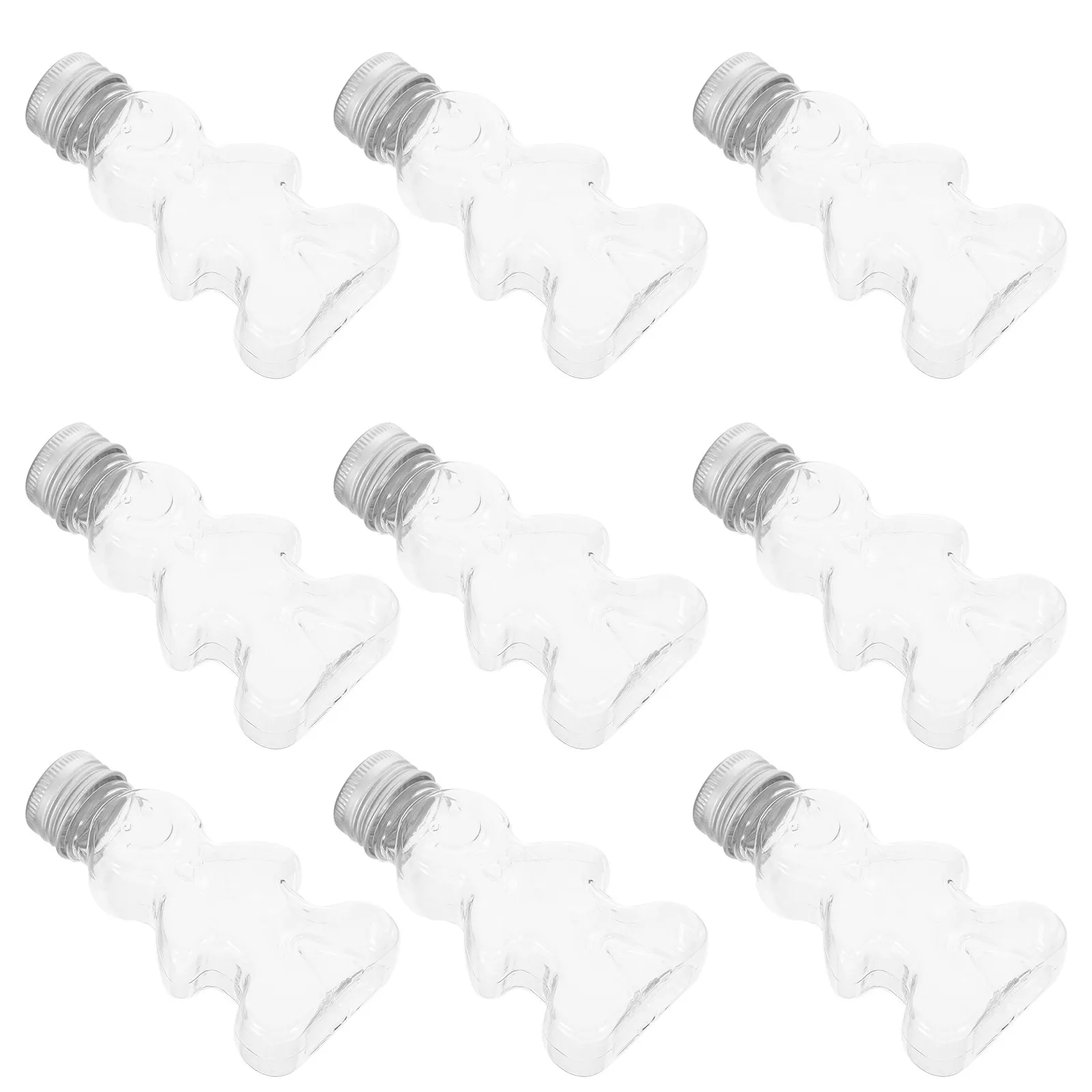 10Pcs Gingerbread Bottle Christmas Style Transparent Drinking Bottles Airtight Beverage Container Portable Water Bottle