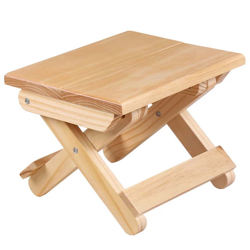 

Pine Solid Wood Folding Small Square Stool Portable Household Maza Outdoor Fishing Chair