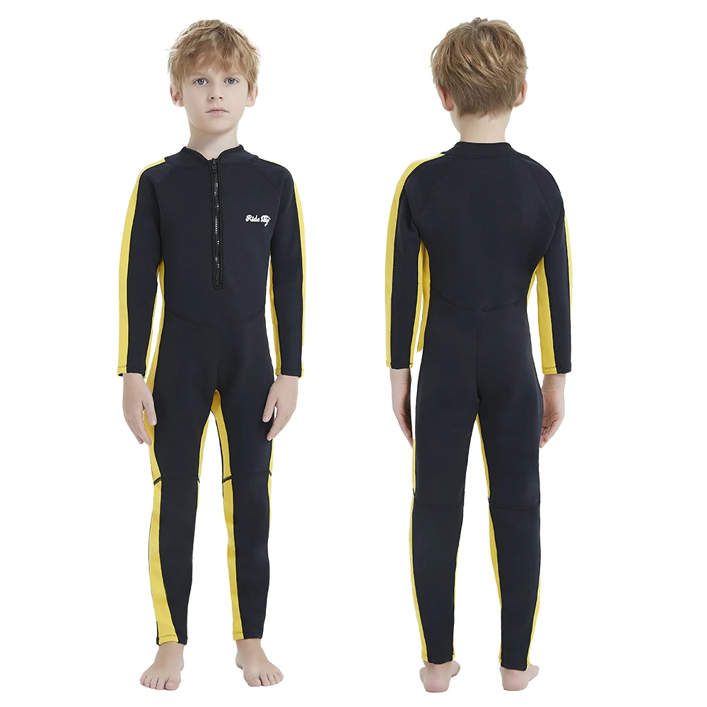 

STLF One-Piece Thermal Long-Sleeve Swimsuit for Boys and Girls Diving Suit with Front Logo for Older Children's Ride Ship/Kids'