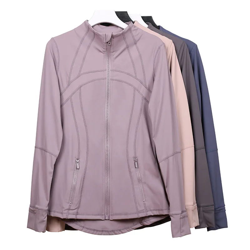 Veste de sport à manches longues pour femme, cardigan à fermeture éclair, coupe couvertes, haut de course et de fitness, yoga, nouveau