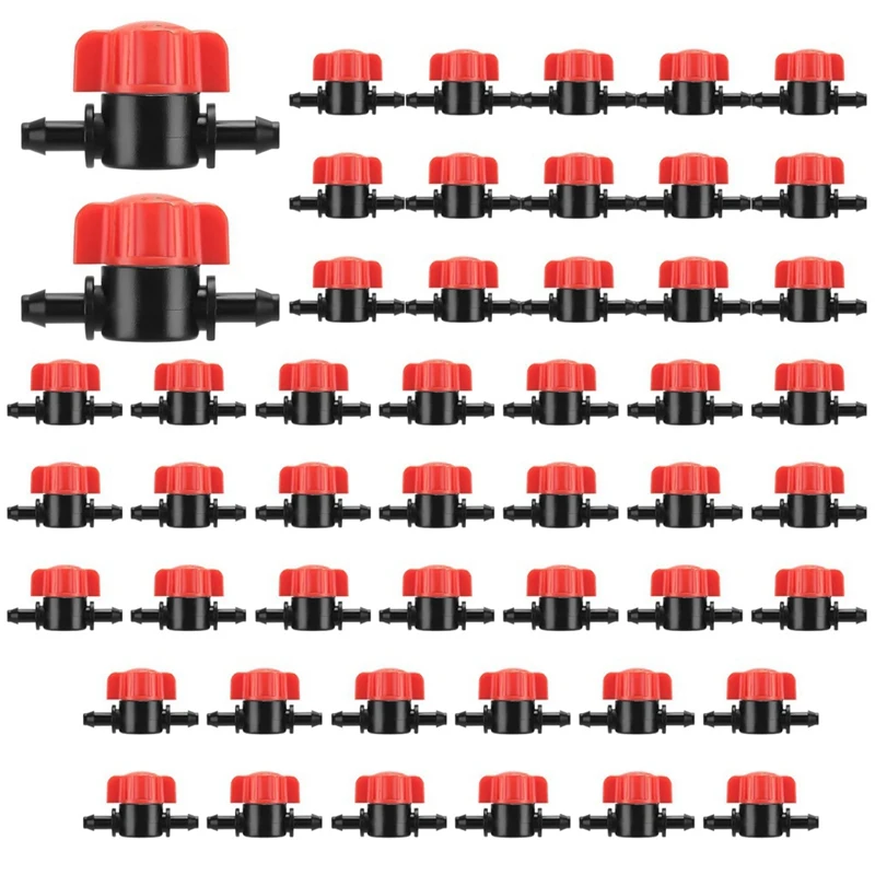 A74E-50Pcs 1/4 Inch Barbed Shut Off Valve Drip Irrigation Tubing Coupling Valve Drip Irrigation Valve For 1/4 Inch Tubing