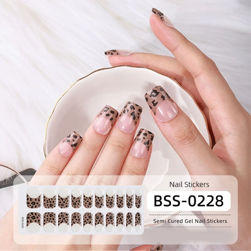 Q1QD Fashionable Gel Stickers Semi-Cured Nails Strips Perfect for Any Occasion