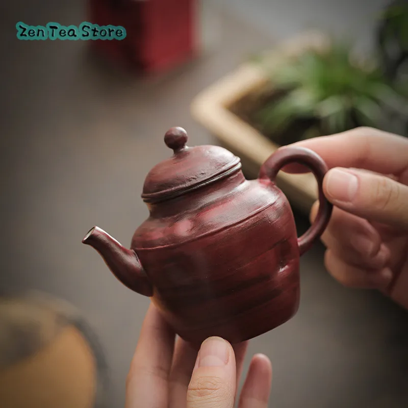 Hawthorn Pink Tea Pot Chinese Retro Wabi-monsoon Kung Fu Tea Set Single Pot Solid Color Tea Pot Household Handmade Pot