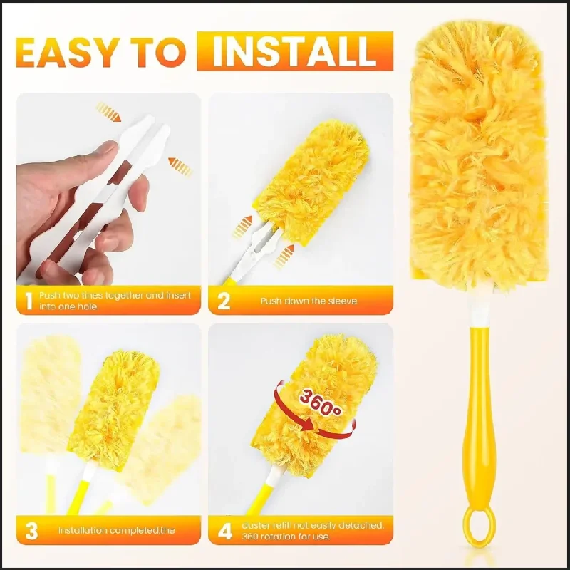 Double sided 360 ° electrostatic precipitator for cleaning dust spider web cleaning disposable feather duster roof and desktop
