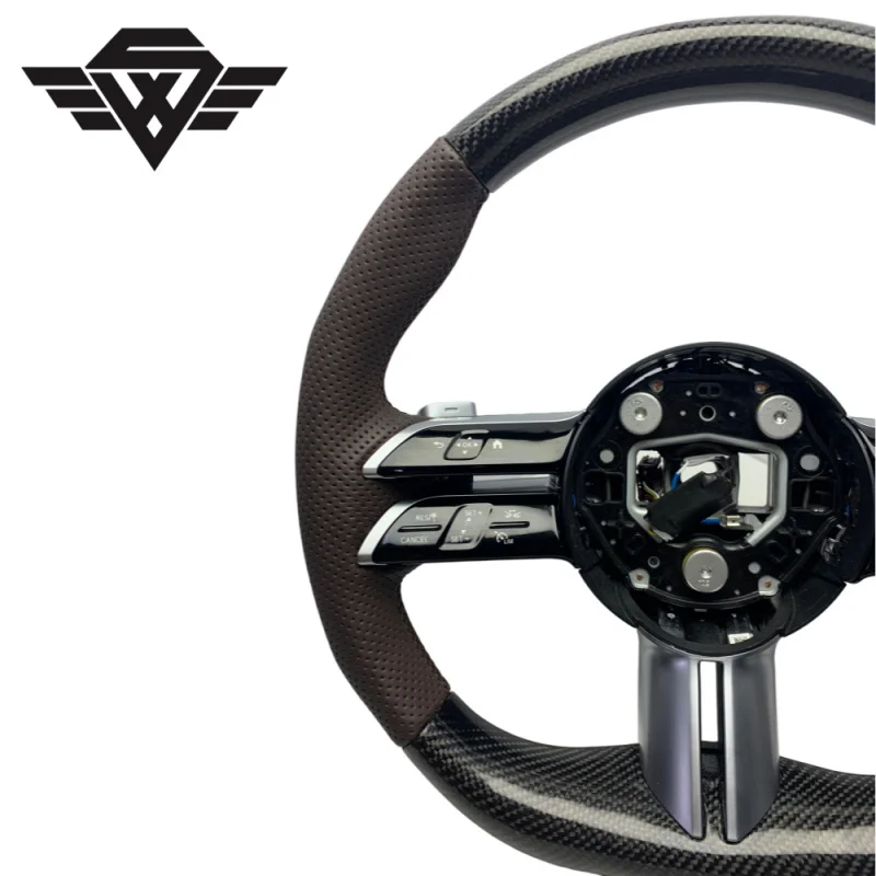 Luxury Real Carbon Fiber Brown Leather Steering Wheel Customized for Mercedes Benz  W211 W205  W212  W223 809 AMG Auto Parts