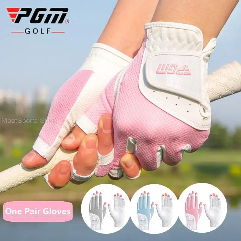 

Pgm 1 Pair Golf Gloves Fingerless Non-Slip Golf Glove For Lady Left And Right Hand Sports Mittens Breathable Open Finger Mitten