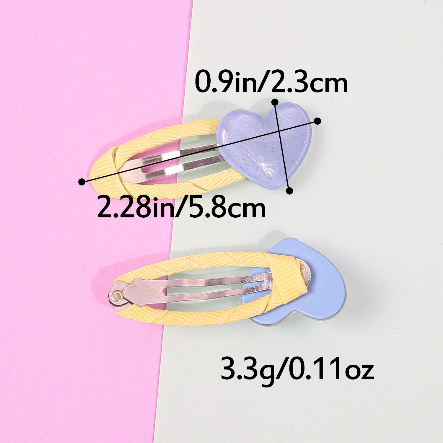 8/16pcs Solid Color Frosted Heart Shaped Cloth Hair Clip Fashion Cute Alloy Hair Clips Children Kids Women Hair Accessories