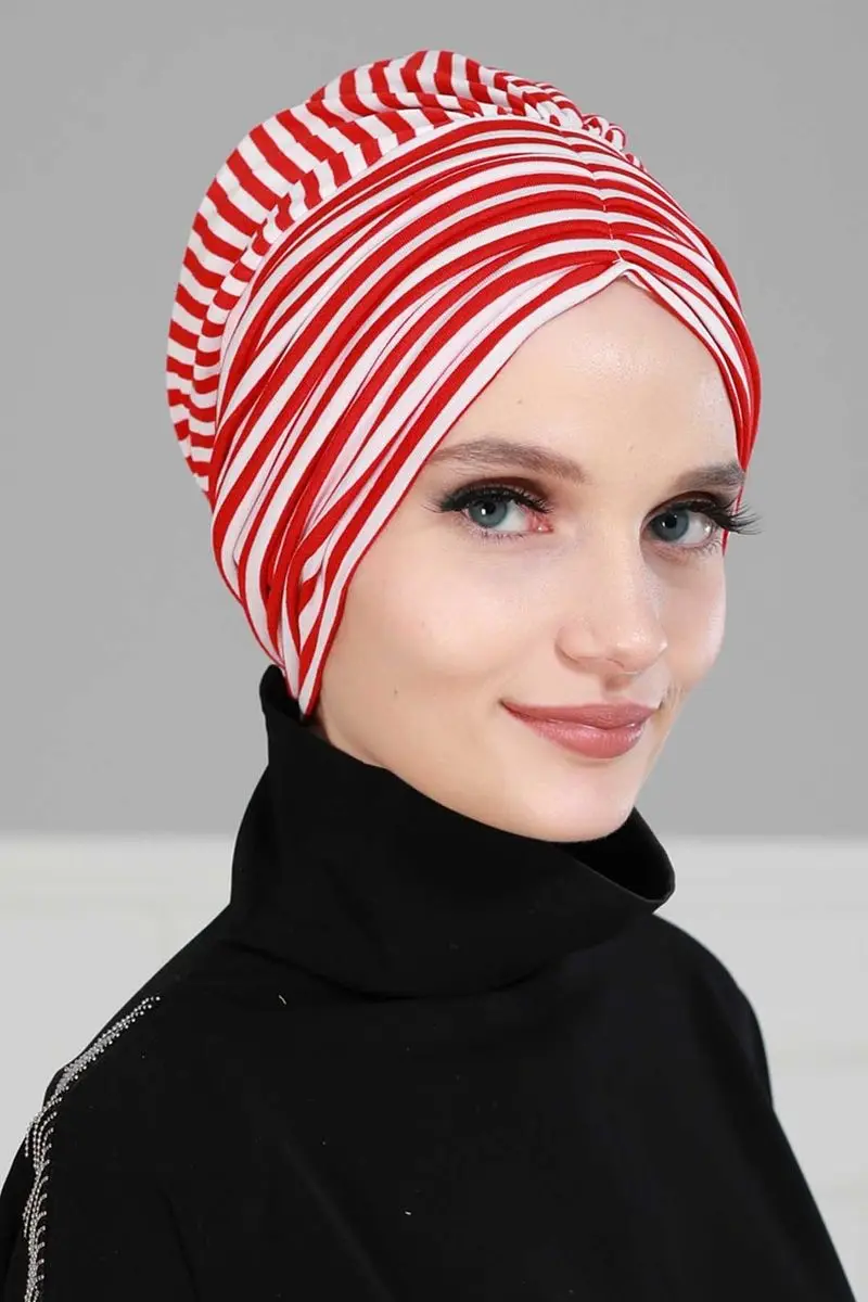 Os plissé peigné rayé rouge