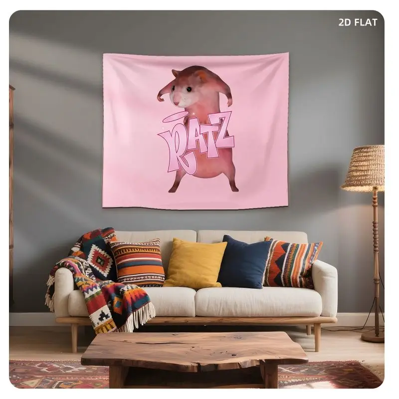 VIKAMA Standing Hamster Tapestry, Funny Animal Meme Wall Hanging, Cute Aesthetic Dorm Room Home Decor