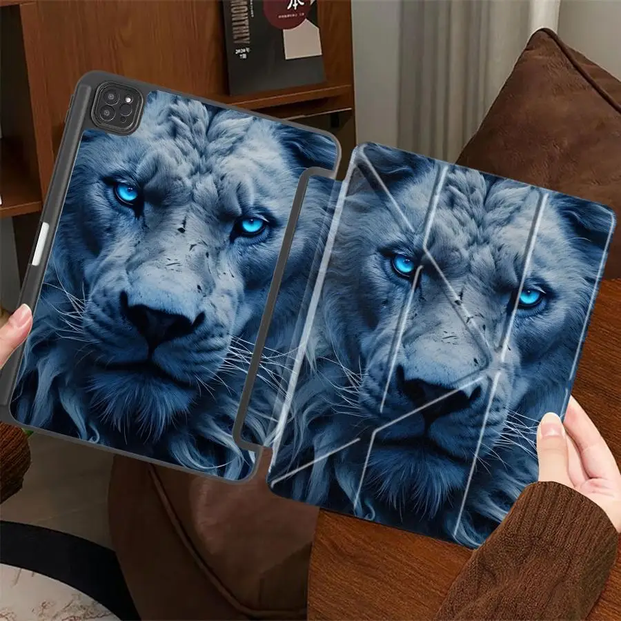 Holder Cover Tablet Case For iPad Mini 6 7 Pro 11th 10th 9th 8th 7th 12.9inch Pro 2025 Air 4 5 M3 M2 M4 11inch Cool Lion