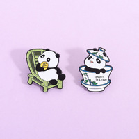 Cute lounge chair panda Enamel Pin women Alloy Lapel Pin Badge Backpack Clothing Hat Accessories Jewelry Gifts for Friends kids
