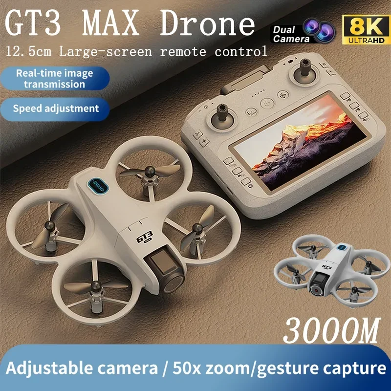 GT3 MAX طائرة صغيرة بدون طيار 5G 8K GPS المهنية HD التصوير الجوي الإضاءة الديناميكية التحكم عن بعد الطائرات التدفق البصري كوادكوبتر