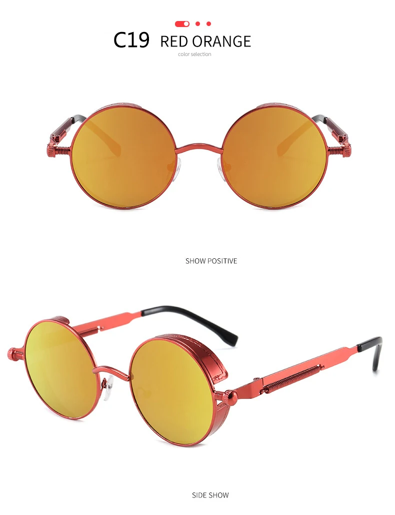 BOYSEEN 2025 Vintage Steampunk Sonnenbrille Frau Männer Runde Luxus Metall Retro Sonnenbrille Hiphop Stil Brillen UV400 – Detail 29