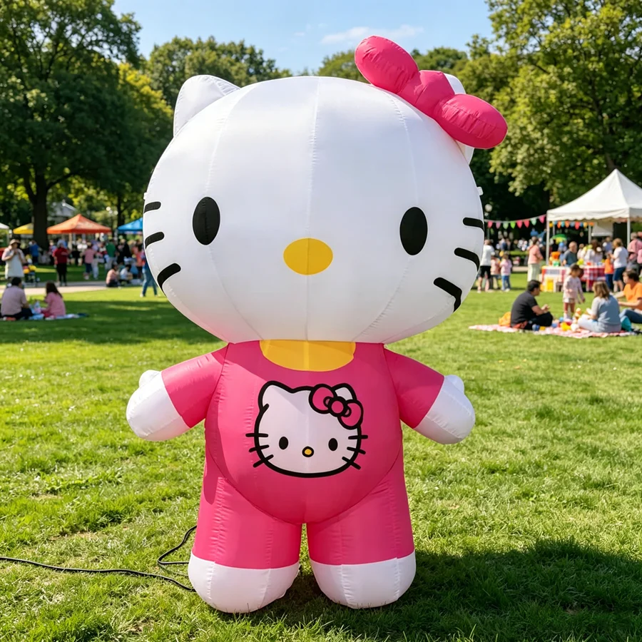 

Giant Pink Outfit Hello Kitty Inflatable Mascot Printed Cartoon Inflatable Model for Lawn Party Mall Decor Shop Opening Outdoor