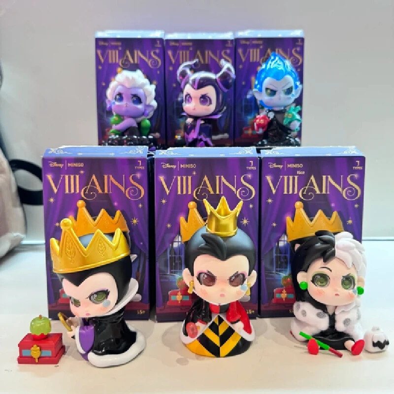 

Miniso Disney, коллекция злодеи, фигурка-сюрприз, слепая коробка, модное модное украшение для рабочего стола, подарок на Хэллоуин