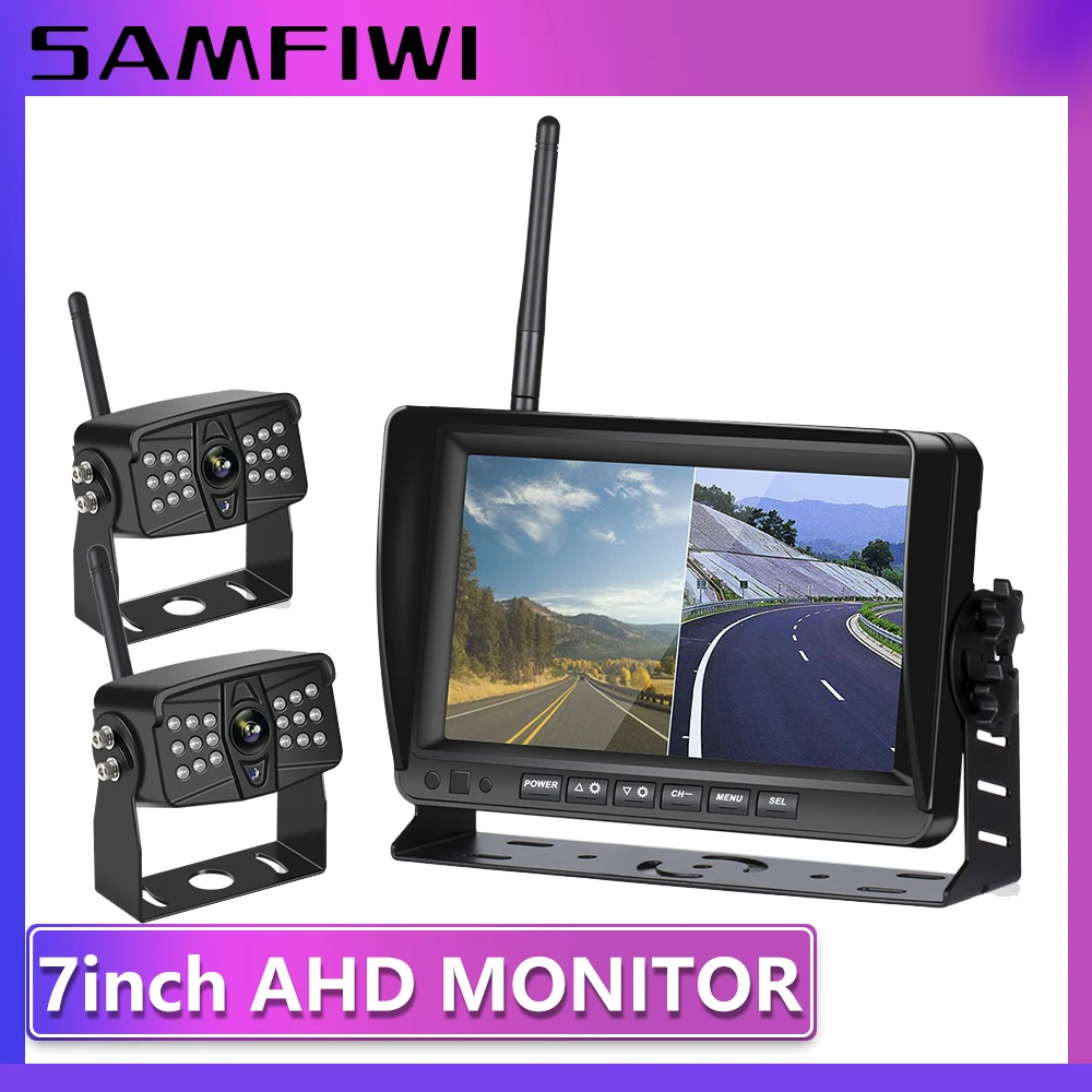 

AHD 7 inch Car Monitor Wireless DVR Display Vehicle Auto Screen Rear View Truck Monitors Reverse Backup Recorder Wifi Camera