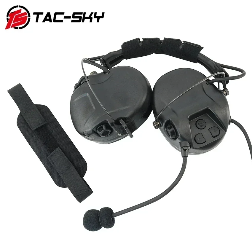 TS TAC-SKY Hearing Protection Silicone Earmuffs, Rear Headset Hunting Shooting Noise Canceling Tactical Headset +6-pin U94 PTT