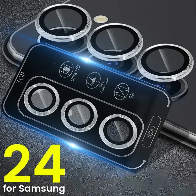 Camera Lens Protector for Samsung Galaxy S24/S24 Plus/S24 Ultra HD Clear 9H Tempered Glass Metal Individual Ring Cover Films