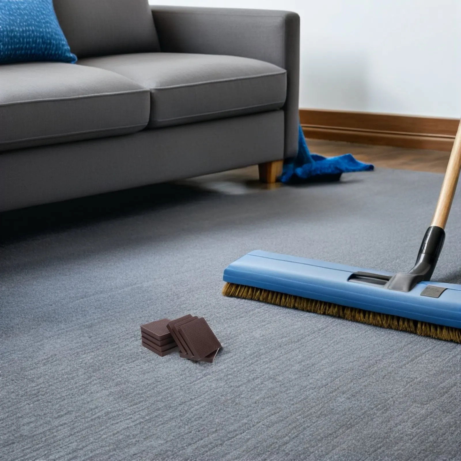 

8Pcs Square Rubber Furniture Caster Cups Heavy Duty Non Slip Floor Protectors Sofa Chair Bed Couch Table Piano