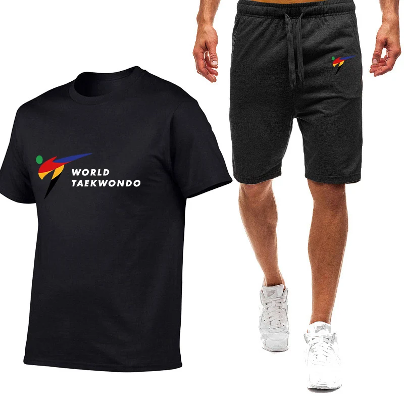 WTF World set kaus lengan pendek pria, T-shirt gerakan trendi kasual sederhana lengan pendek sembilan warna Musim Panas 2024