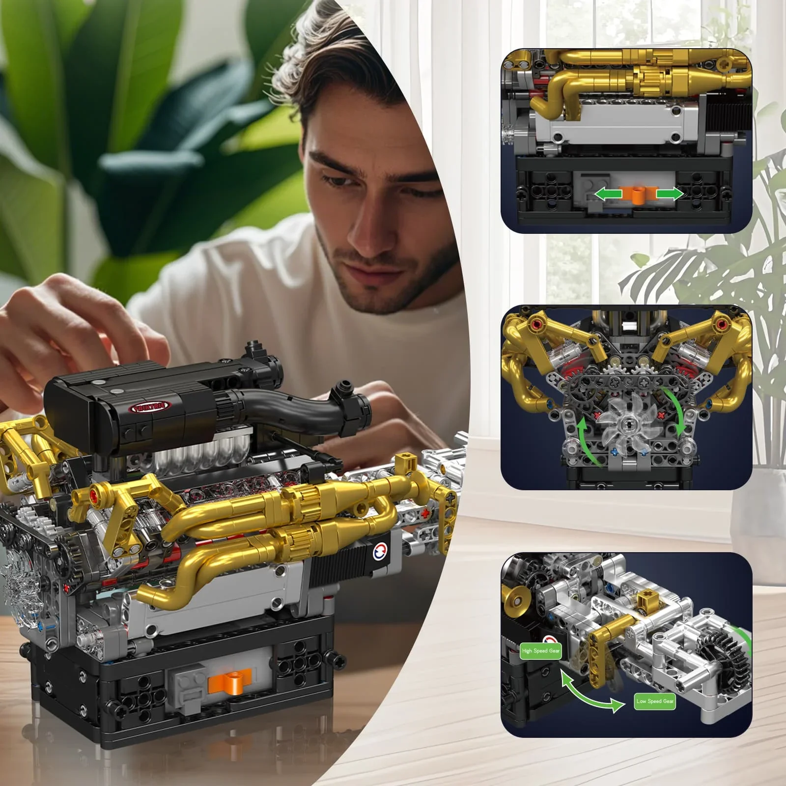 

Mold King 974 шт. 10224 Valkyrie V12 модель двигателя технические DIY строительные блоки для взрослых конструктор игрушки детский рождественский подарок