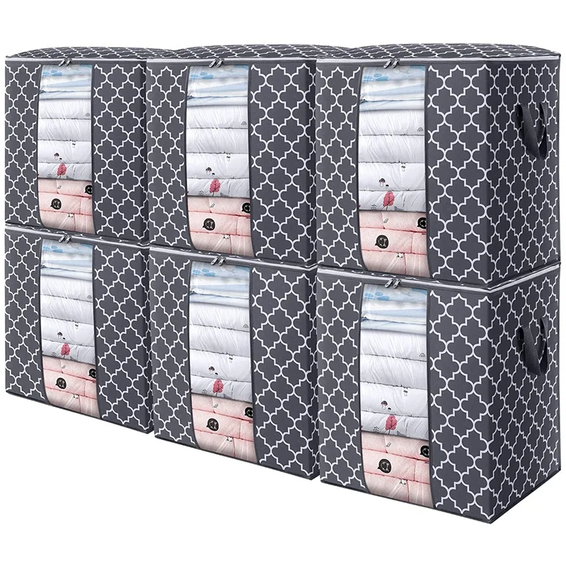 HOT SALE Storage Bags [6 Pack/100L] Large Blanket Clothes Organization And Storage Containers For Comforters,Bedding, Foldable