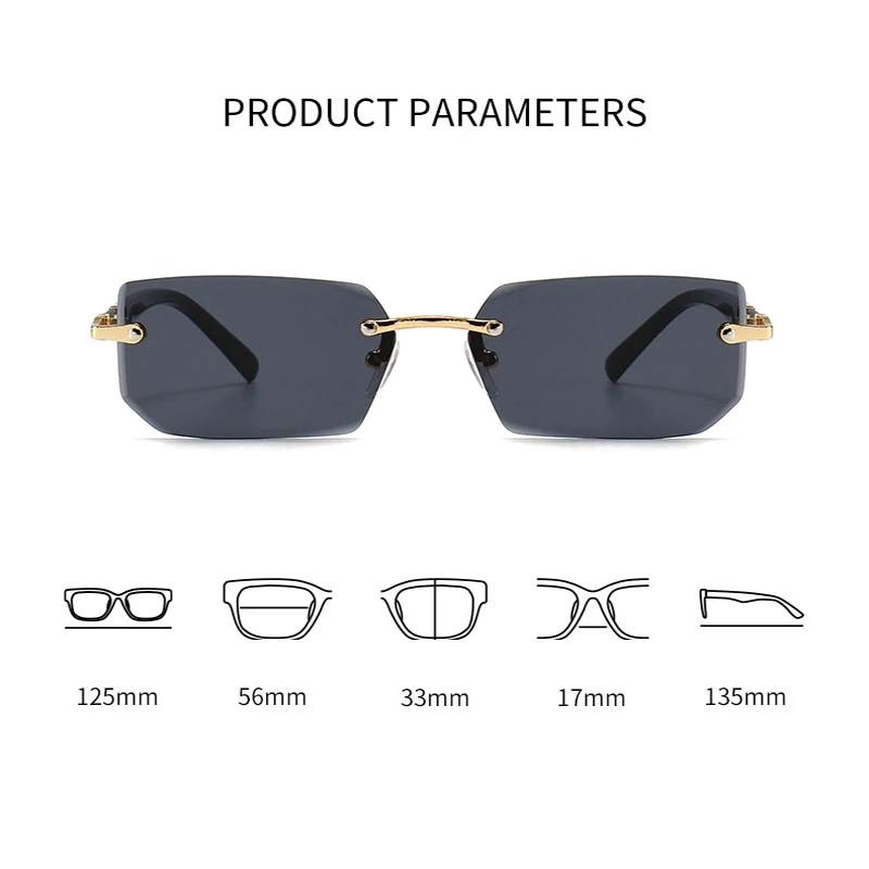 Retro Sunglasses Men Brand Designer Fashion Rimless Sun Glasses Shades Cutting Lens Ladies Frameless Eyeglasses