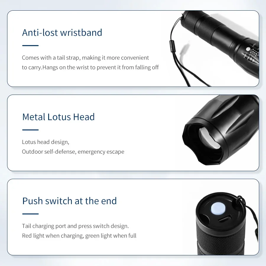 قابلة للشحن متعددة الوظائف مصباح يدوي RGB أربعة ألوان المحمولة LED الشعلة ضوء الطوارئ لصيد الأسماك التخييم الصيد التصوير الفوتوغرافي
