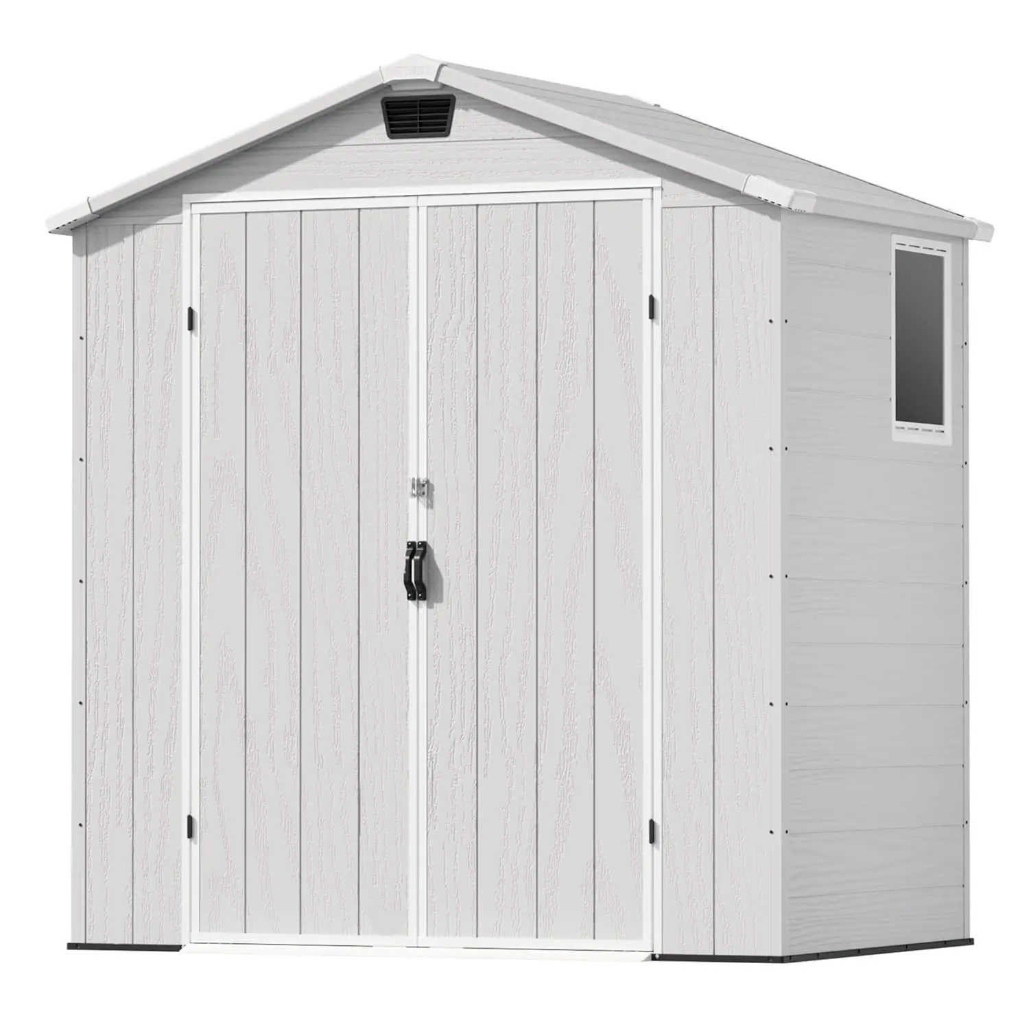 6X4 FT Outdoor Storage Shed, Plastic Tool Sheds with Lockable Door and Window, Weather-Resistant Garden Shed with, Customized