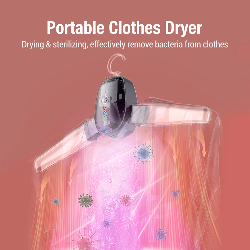 

Portable Electric Hang Dryer Clothes Dryer Drying Rack Shoes Clothes Drying Rack Hangers Foldable Ultraviolet Dryer Machine