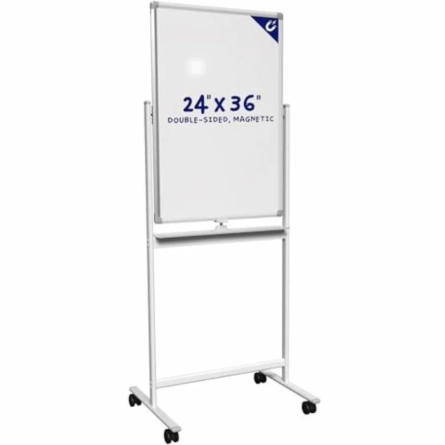 

Mobile 24 x 36 inch Double Sided Dry Erase Whiteboard Rolling Aluminum Stand Magnetic CART-WB24A