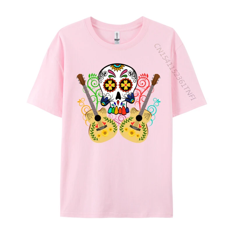 Day Of The Dead Mariachi Guitar Skull Tshirt marki normalna bawełniana męska koszulka z nadrukiem na oversize