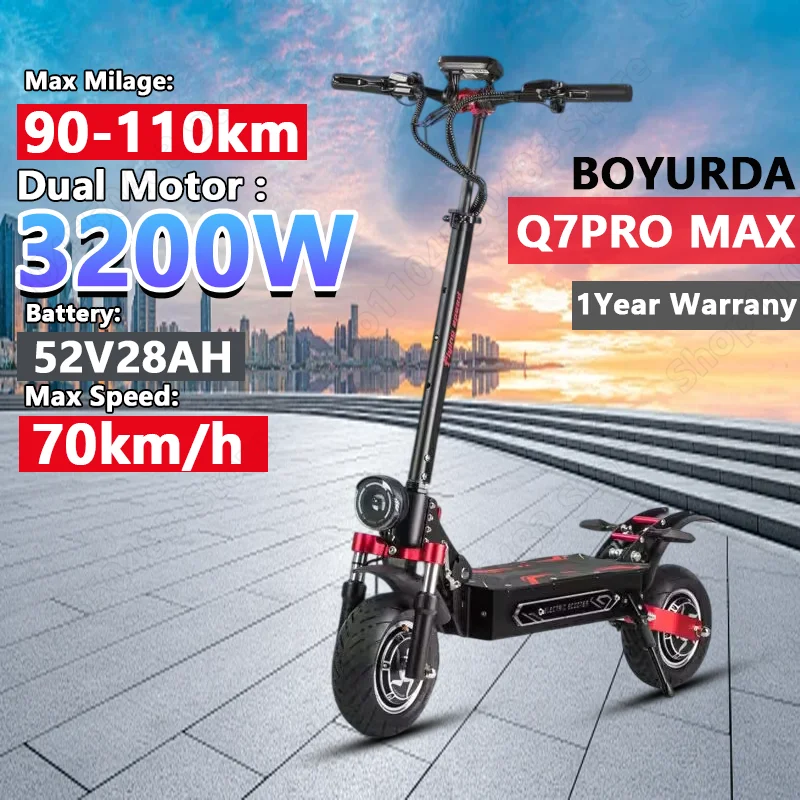 

Boyueda Q7Pro Max Electric Scooter 3200W Dual Motor 70Mile Range Escooters Smart APP NFC Control E-Scooters with Hydraulic Brake
