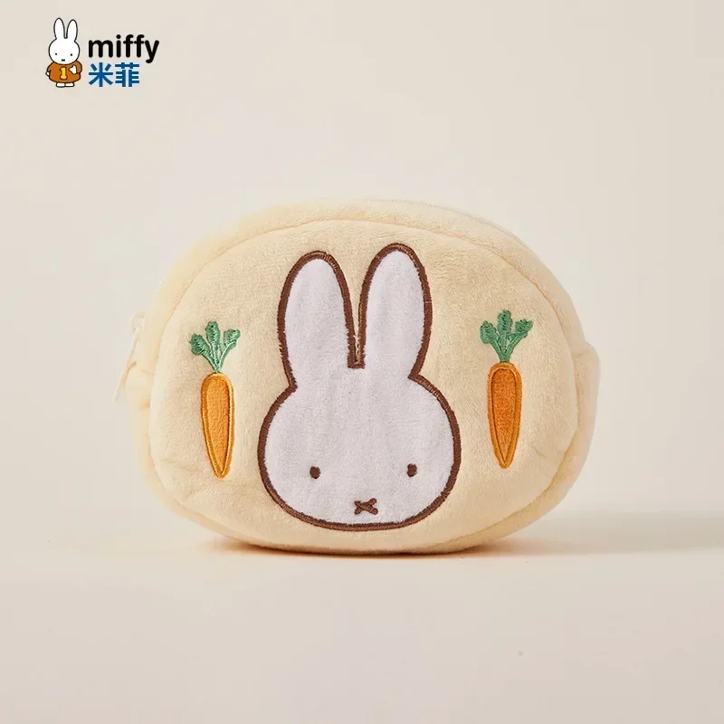 New Miffy Embroidery Anime Cartoon Plush Rabbit Zipper Zero Wallet Storage Makeup Carrying Portable Bag Kawaii Gift Convenient