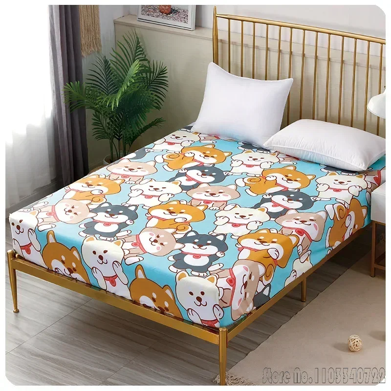 Anime Cute Star Kids Baby Cotton Fitted Sheet with Elastic Band Bed Sheets Linen Bedspread Mattress Cover Bed 0.9m 1.2m 1.5m