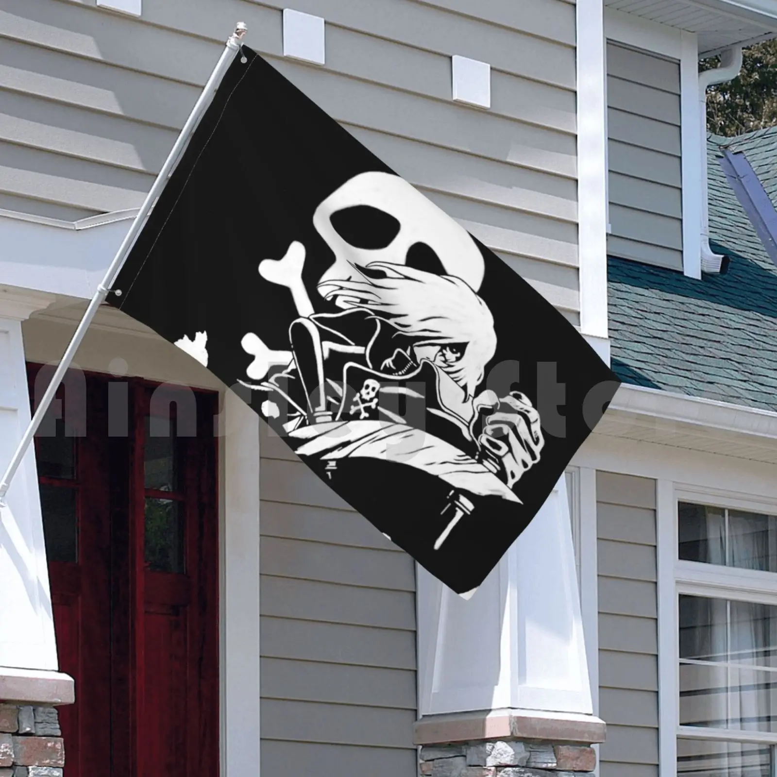 Harlock-White Flag Car Flag Funny Captain Harlock Capitan Harlock Japan Anime Manga 1970 Vintage