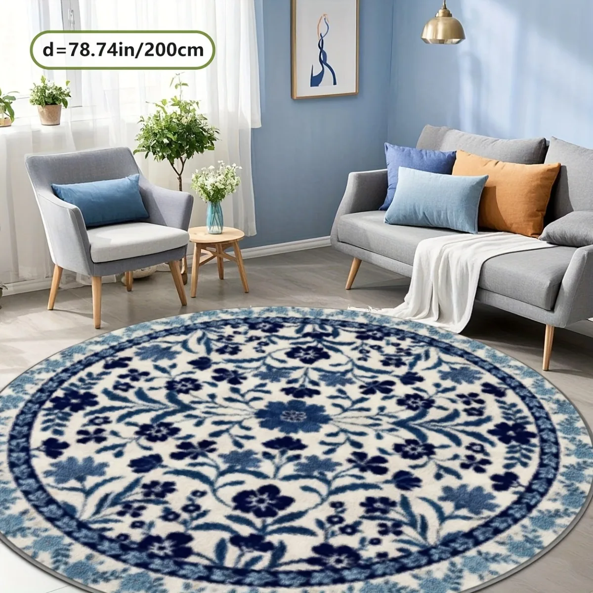 Kids Road Town Play Round Rug Non Slip Washable Soft 2D Flat Cartoon Vehicle Track Themed Floor Carpet For Home Decoration