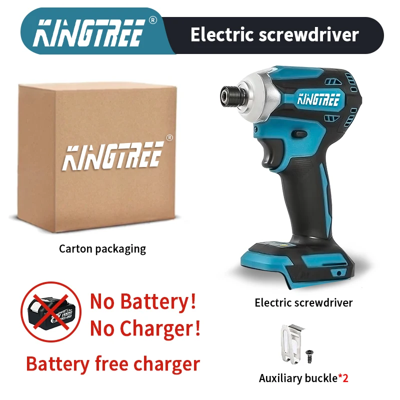 

Kingtree 588Nm Cordless Electric Impact Brushless Screwdriver 4800 rpm Power Tool for Makita Battery Home DIYS