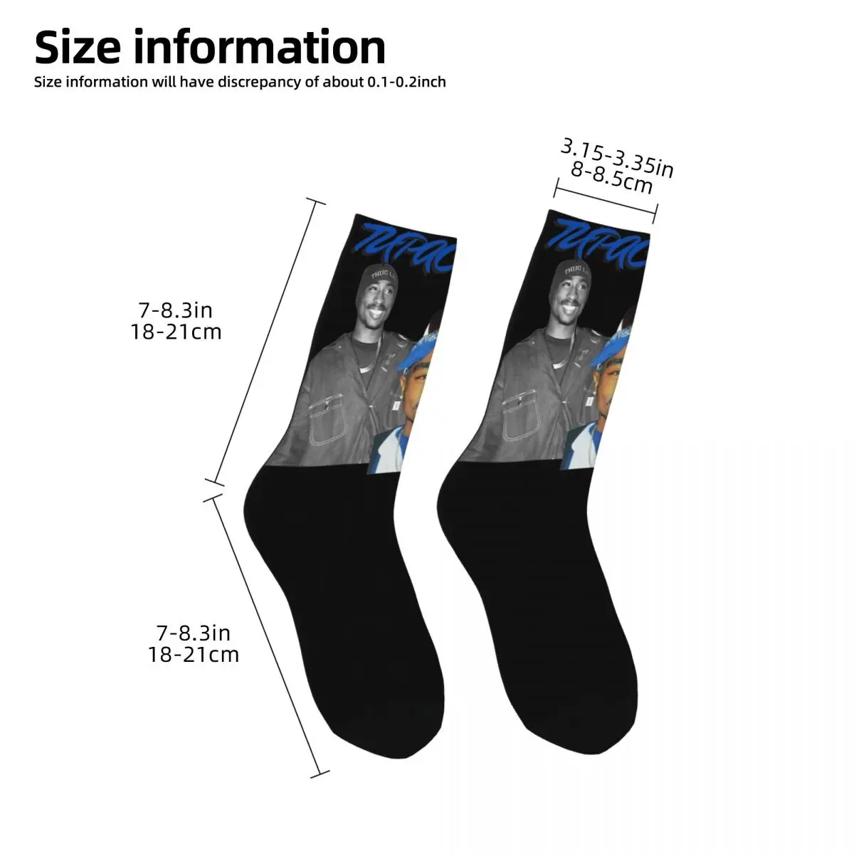 Novelty Men Women Socks Cool Rapper Tupac Design Product Warm 2 Pac 90s Retro Sport Socks All Seasons