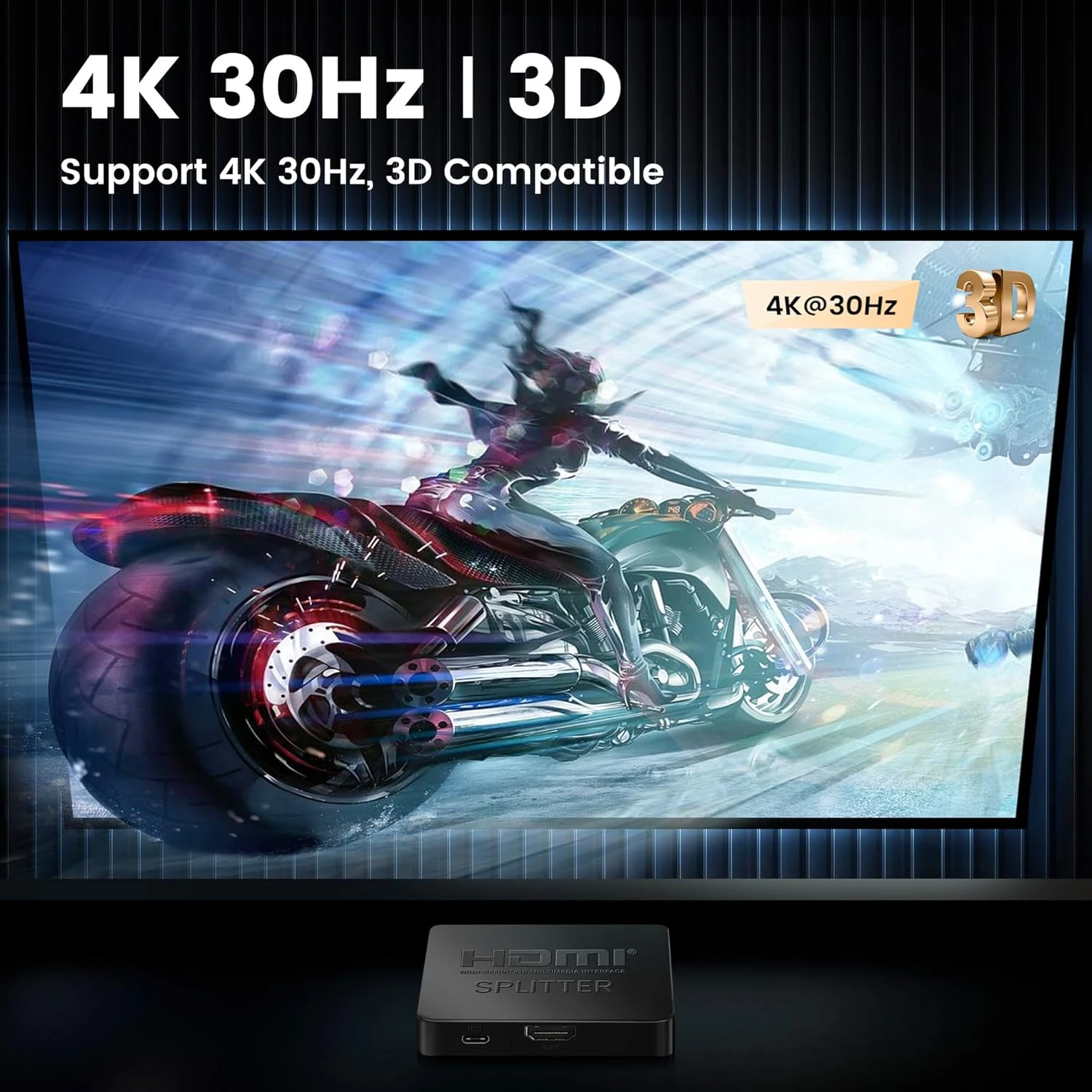 4K HDMI Splitter 1 to 2 Adapter, HDMI Male to Dual Female, Supports 2 TVs, 1080P@60Hz, Compatible with HDTV, LED, LCD.