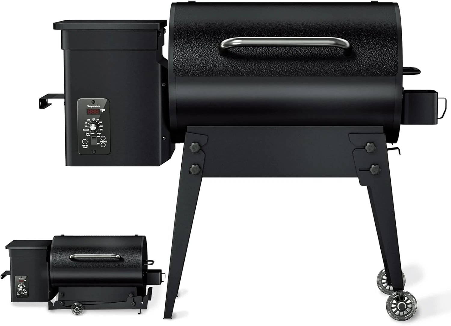 Foldable Legs, 456 SQ.IN Grill Capacity, with PID Temperature Control (180-425°F) for Backyard Camping Bake and Roast, Black